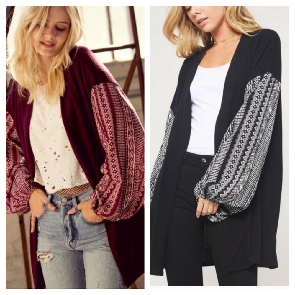 Bubble long sleeve brushed knit Cardigan